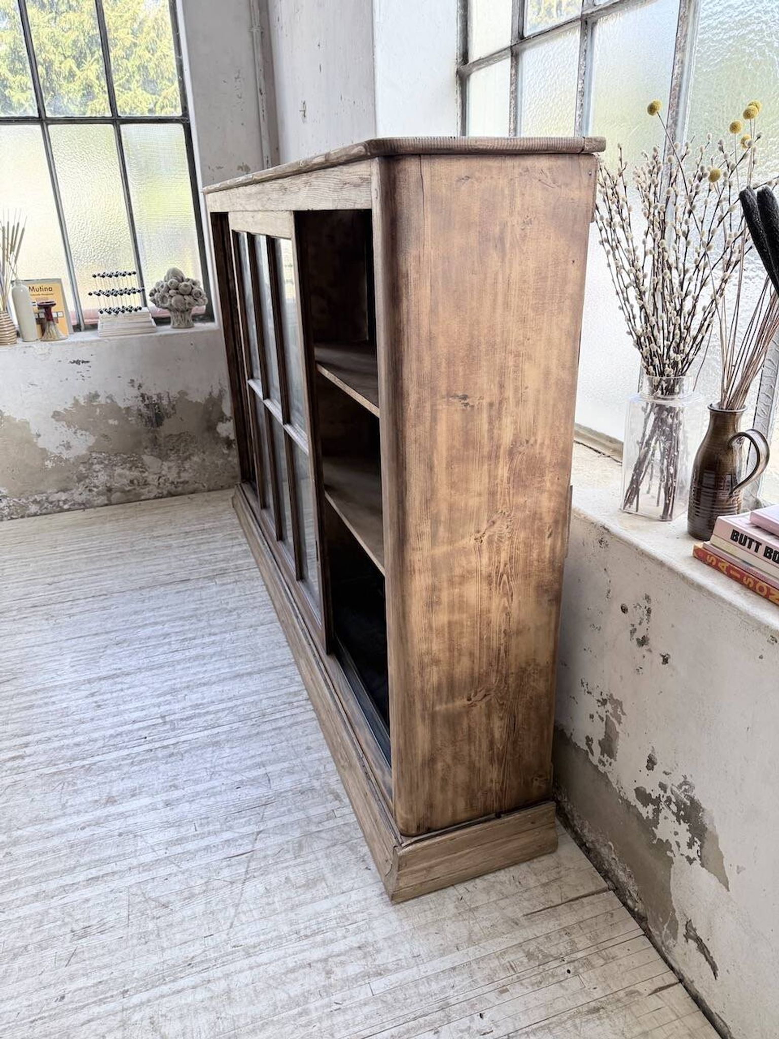 XXL industrial sideboard with glass doors