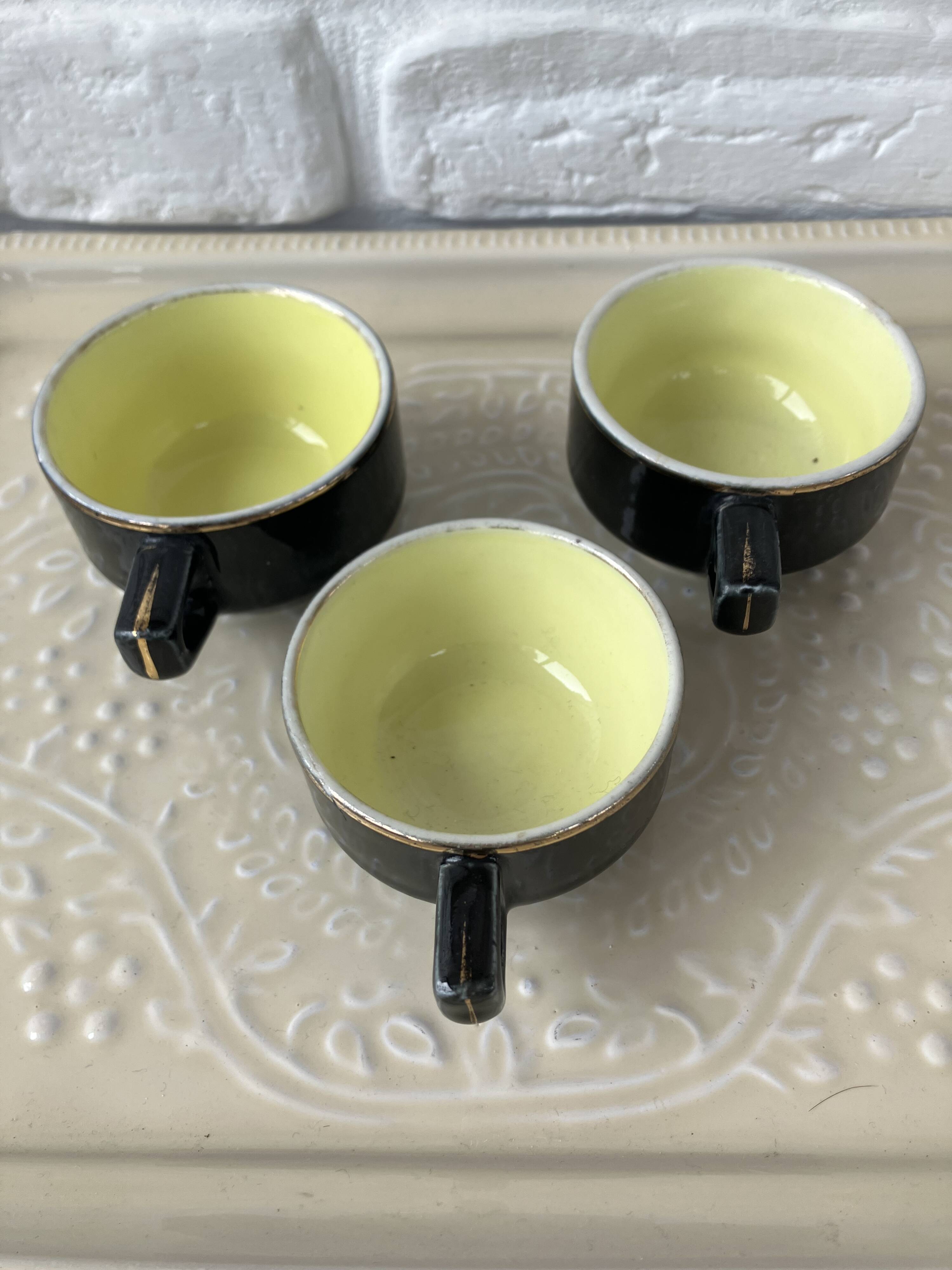 3 cups of black & yellow bistro coffee from Salès, France