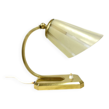Art Déco/Modernist desk lamp, Germany, 1950s, brass and glass shade