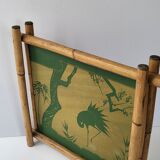 Vintage heron tray in bamboo 1960