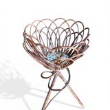 Tripod flower pot basket made of wicker, turned in the 1960s.