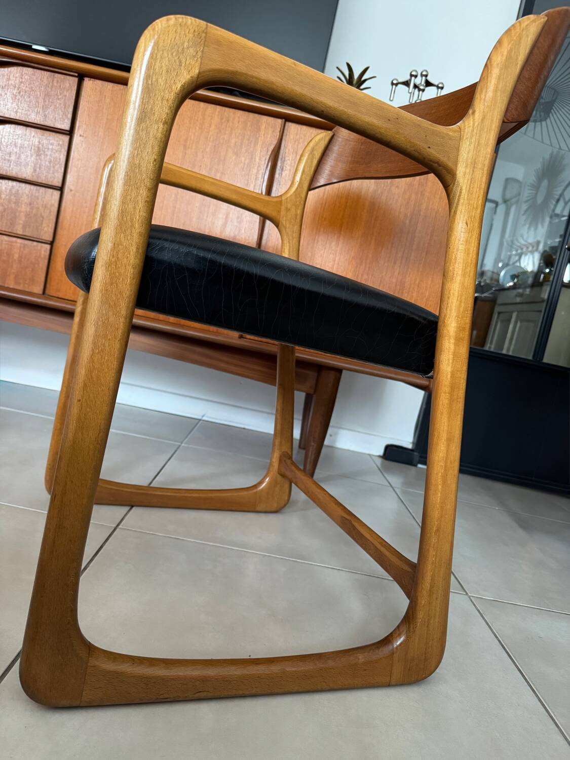 Vintage Baumann sleigh armchair