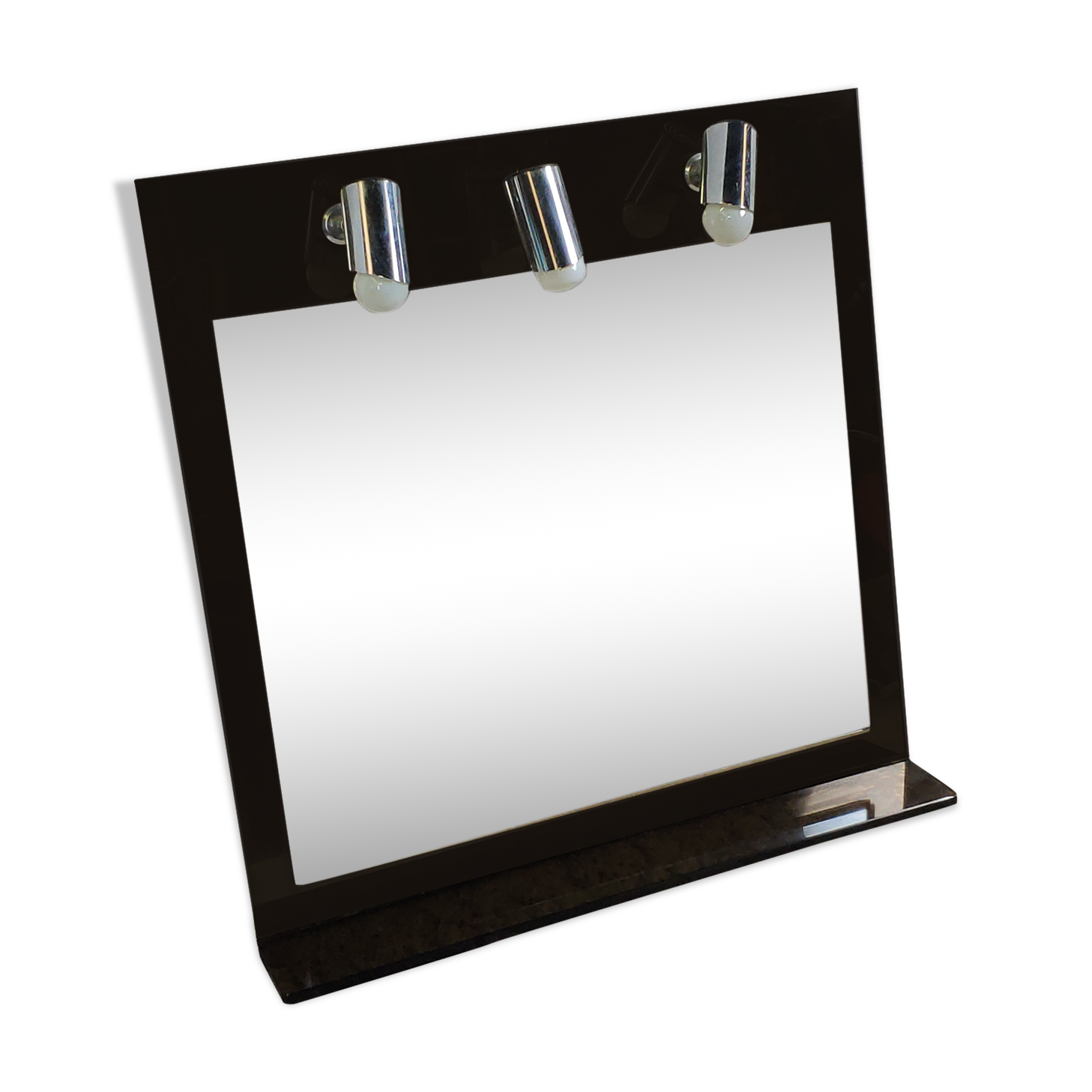 Vintage bathroom mirror with lighting 68x68cm