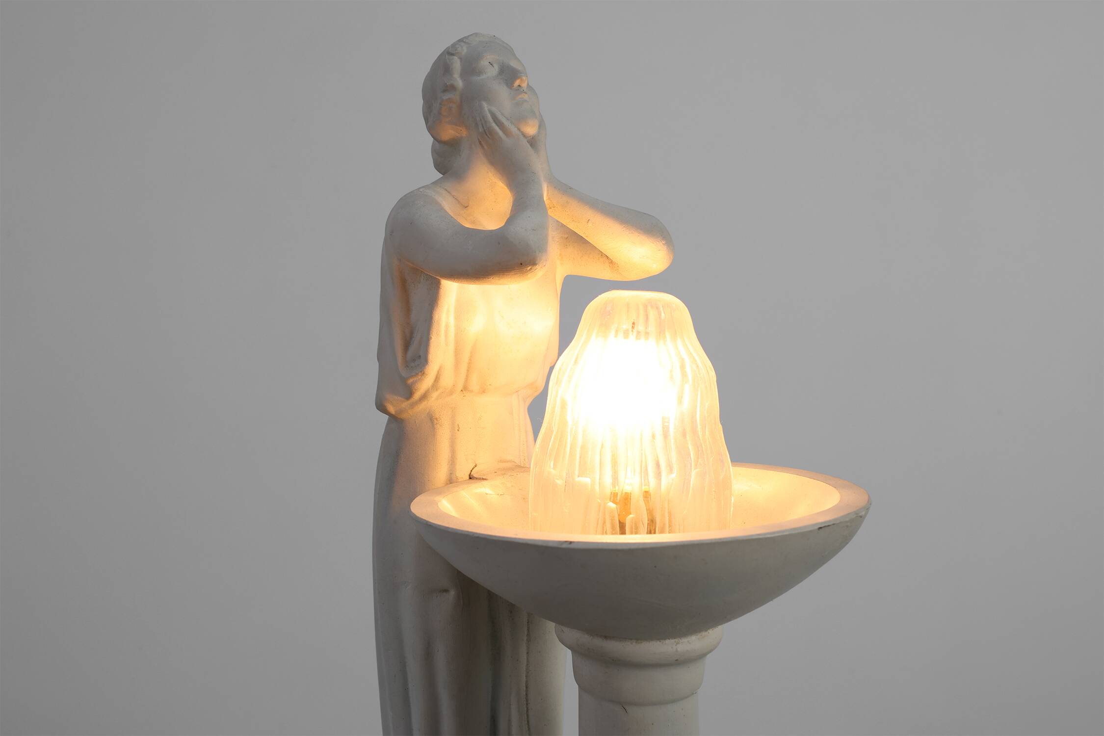 Art Deco Vichy Advertising Lamp in Plaster, Belgium 1930s