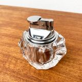 Mid-century Scandinavian heavy frosted glass table and ashtray, 1960s, set of 2.