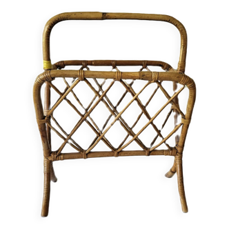 Vintage rattan magazine rack