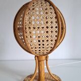Pair of cane and bamboo lamps
