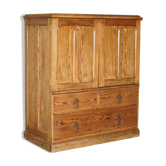Buffet de gouvernante victorien antique en pin avec étagère coulissante