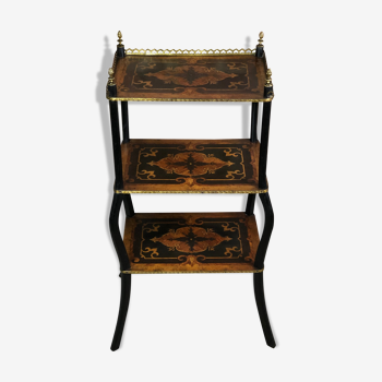 Side table Napoleon III period in blackened wood and marquetry