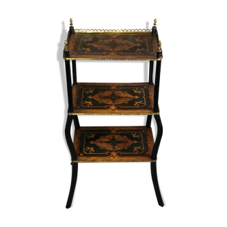 Side table Napoleon III period in blackened wood and marquetry