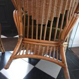 Paire de fauteuils en rotin, osier et bambou tressé, 1970