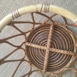 Vintage rattan pouf stool