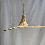 Small suspension, rattan luminaire in hat shape D:60cm