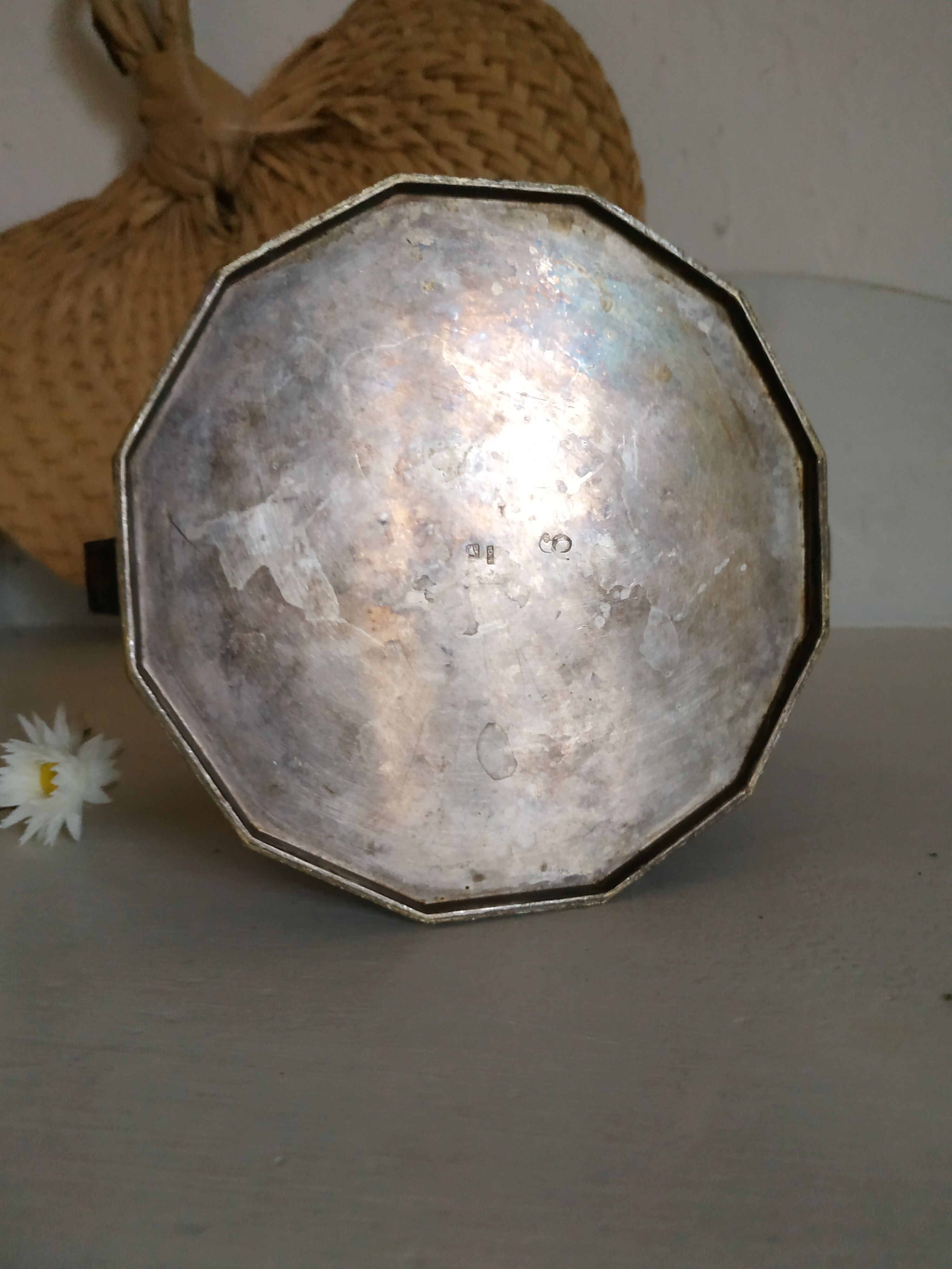 Old silver and wood teapot