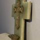 Art Deco holy water font in bronze, onyx and brass from the early 20th century