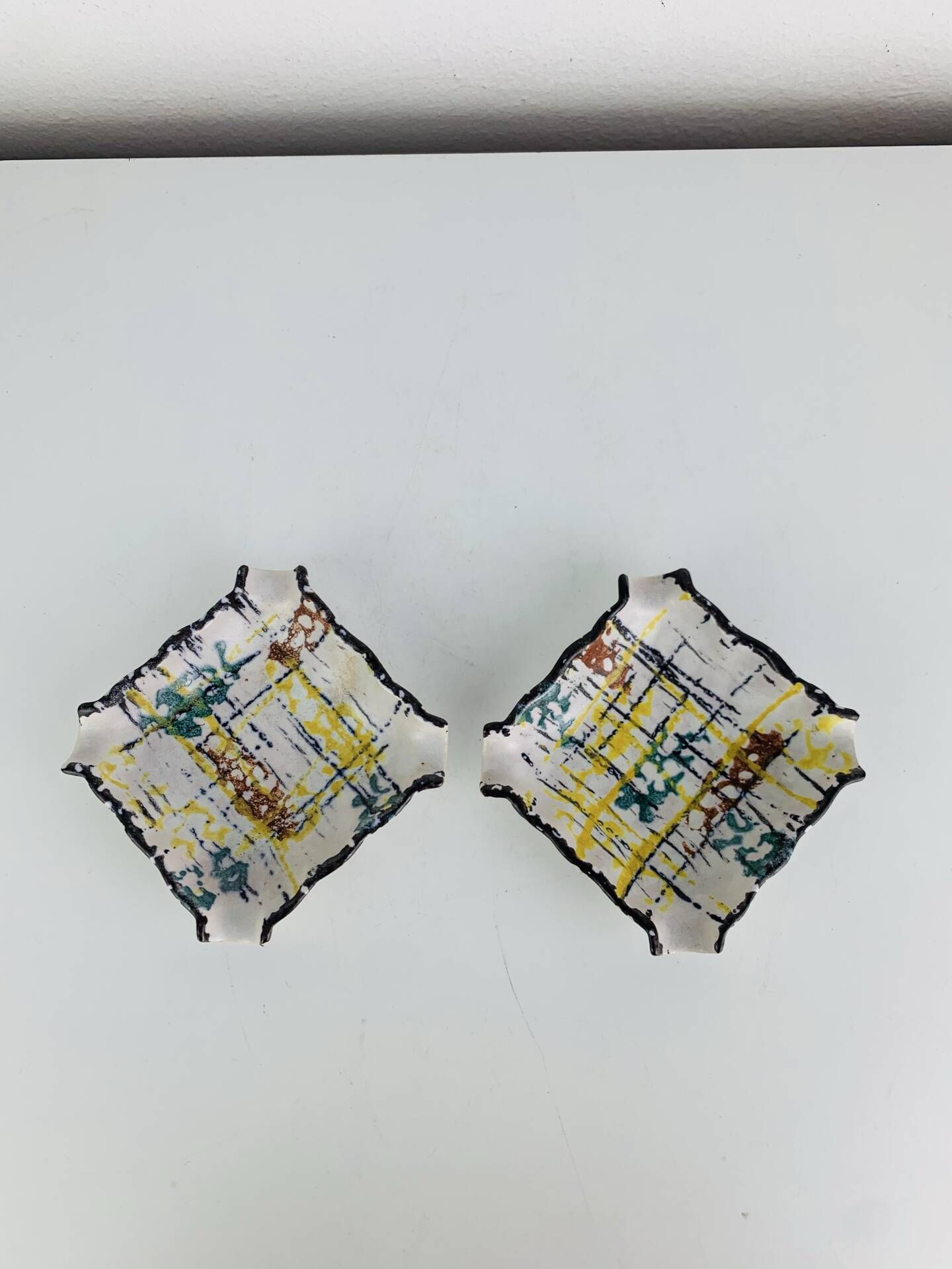 Pair of abstract ceramic ashtrays from the 1960s.