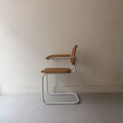 B64 armchair in white metal and canning by Marcel Breuer, Italy