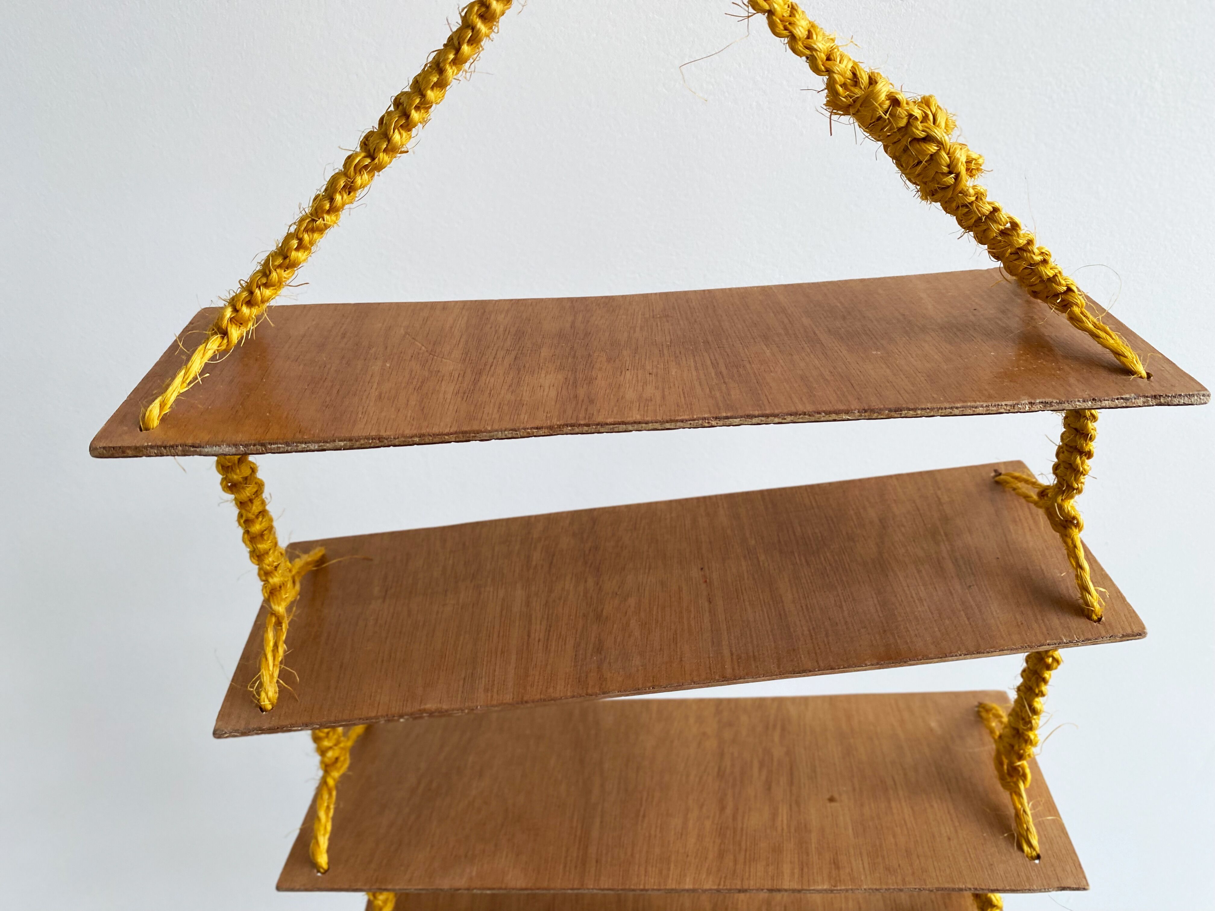 Vintage macrame wall hanging shelves