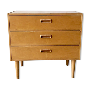 Commode à tiroirs vintage en bouleau