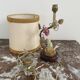 Lamp, Capodimonte, porcelain flowers, polychrome, brass leaves, cherry marble base, lampshade