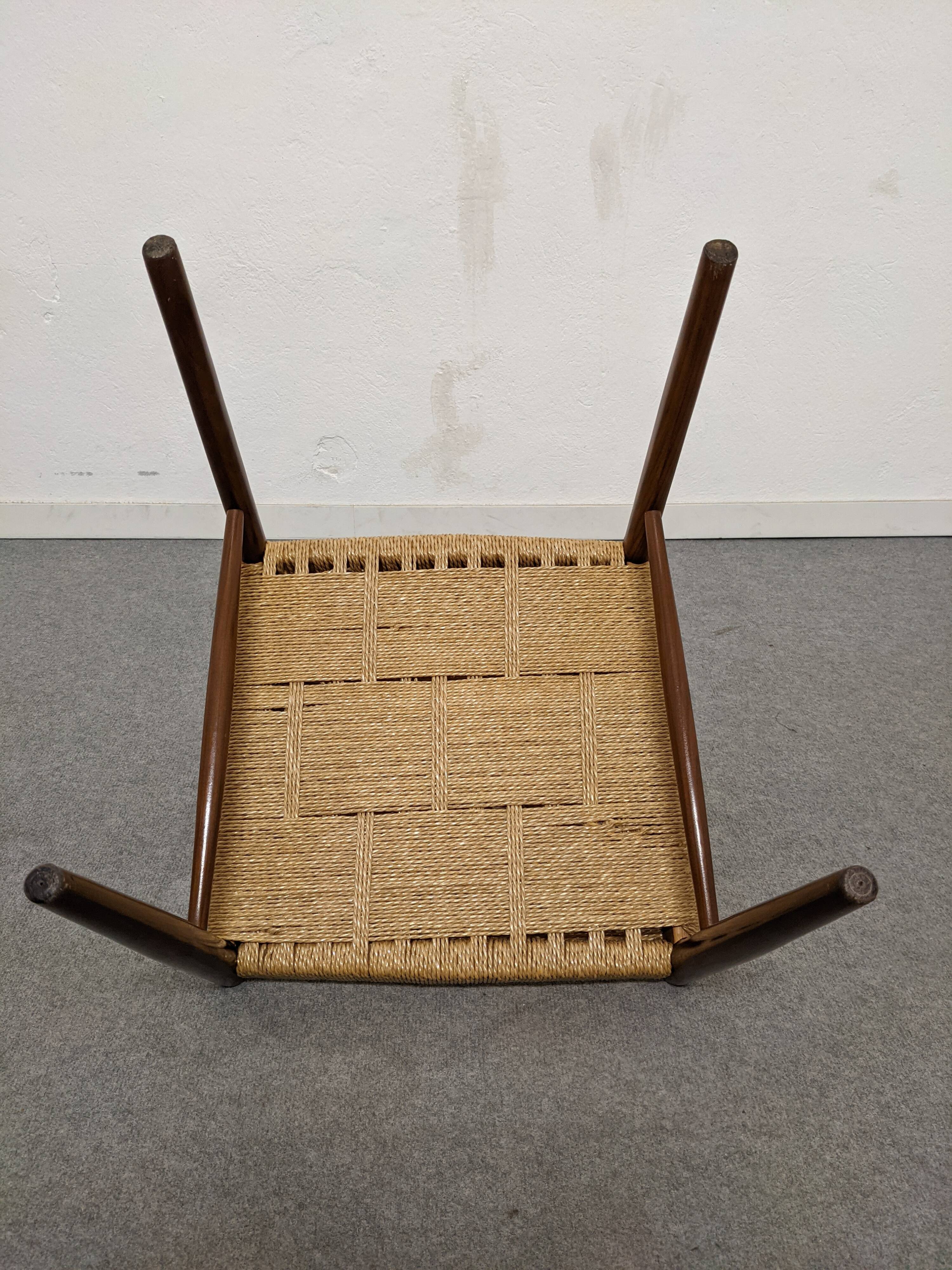 Pair of Danish chairs in teak and rope from the 60s/70s