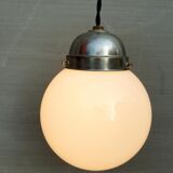 Art Deco opaline ball suspension with porcelain fastener