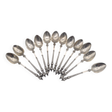 12 teaspoons, dessert, in silver. minerva and goldsmith hallmarks. 12.5 cm.