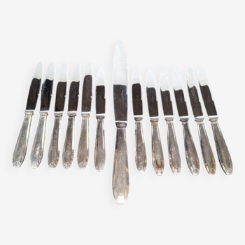 12 + 1 couteau Orbrille metal argenté epoque art deco