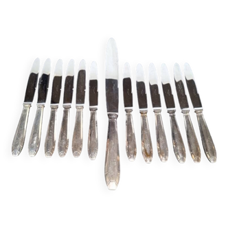 12 + 1 couteau Orbrille metal argenté epoque art deco