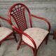3 fauteuils chaises en rotin et osier assise en tissu vintage 1970 1980