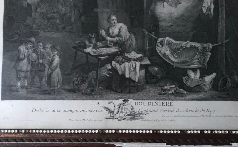 David Teniers II, La boudinait, engraving by Jacques Philippe Le Bas, eighteenth century