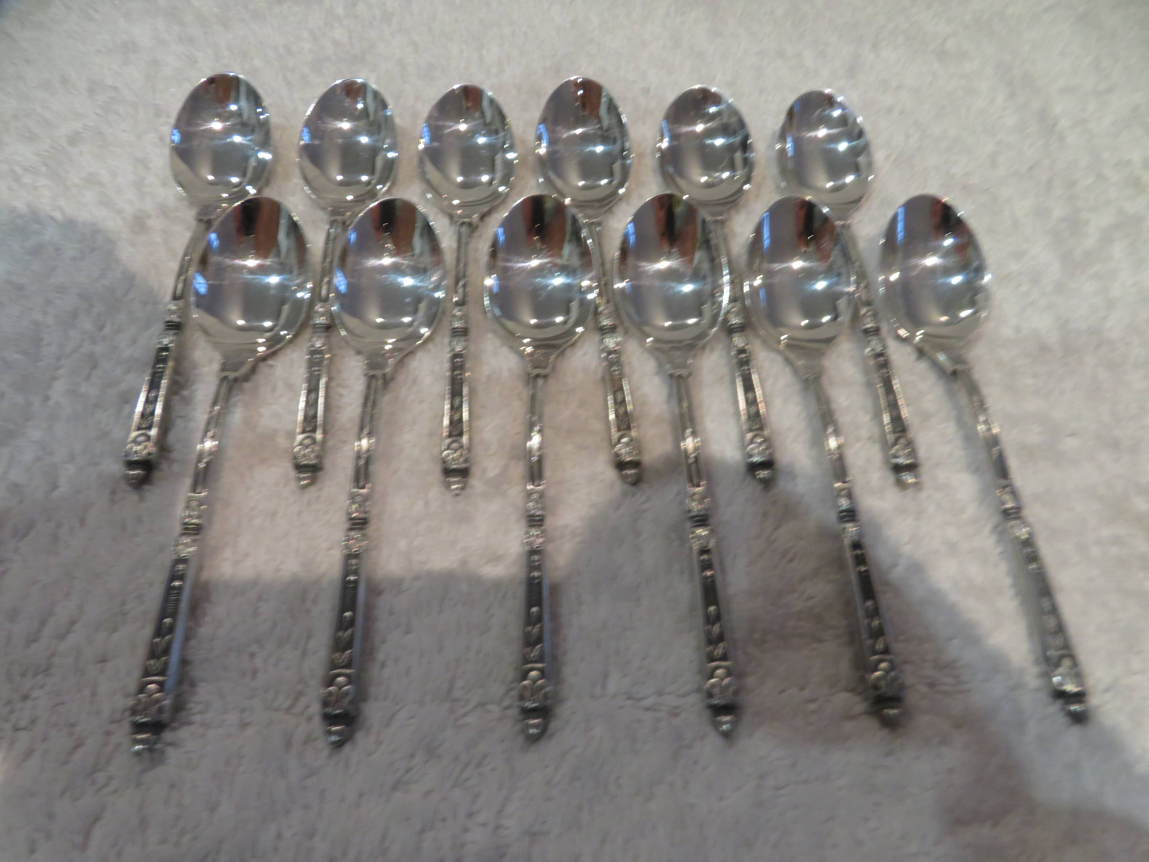 12 silver-plated mocha spoons with goldsmith Manulor Russian handle 10.6cm