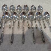 12 cuillères à moka métal argenté orfèvre Manulor manche à la russe 10,6cm