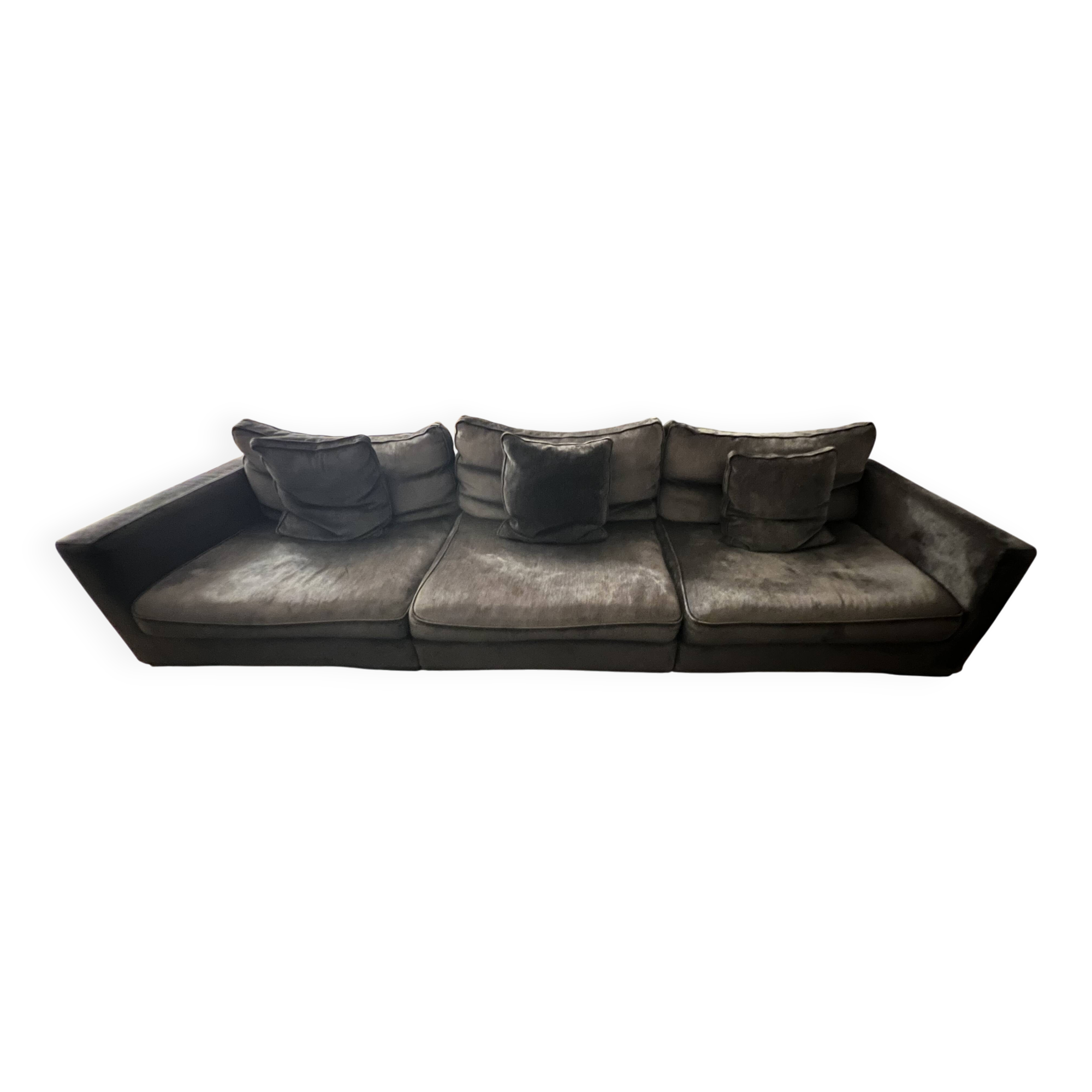 Long Island sofa by Roche Bobois in dark grey.
