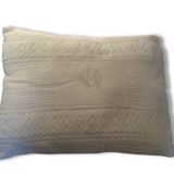 Cushion in white damask and linen ecru