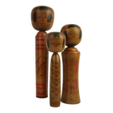 Set of 3 kokeshi dolls (medium size)
