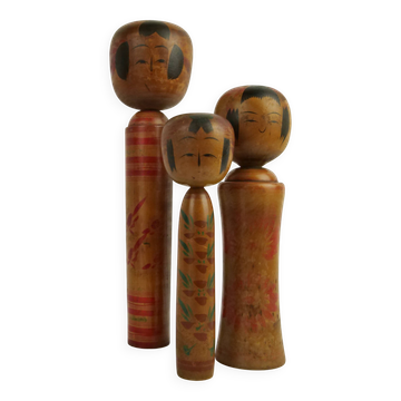 Lot de 3 poupées kokeshi (taille moyenne)