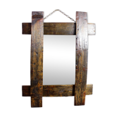 Miroir brutaliste en bois