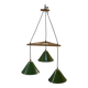 Suspension industrielle design support en chêne avec 3 cloches en métal
