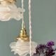 Vintage triple tulip pendant light in frosted glass in the shape of flowers