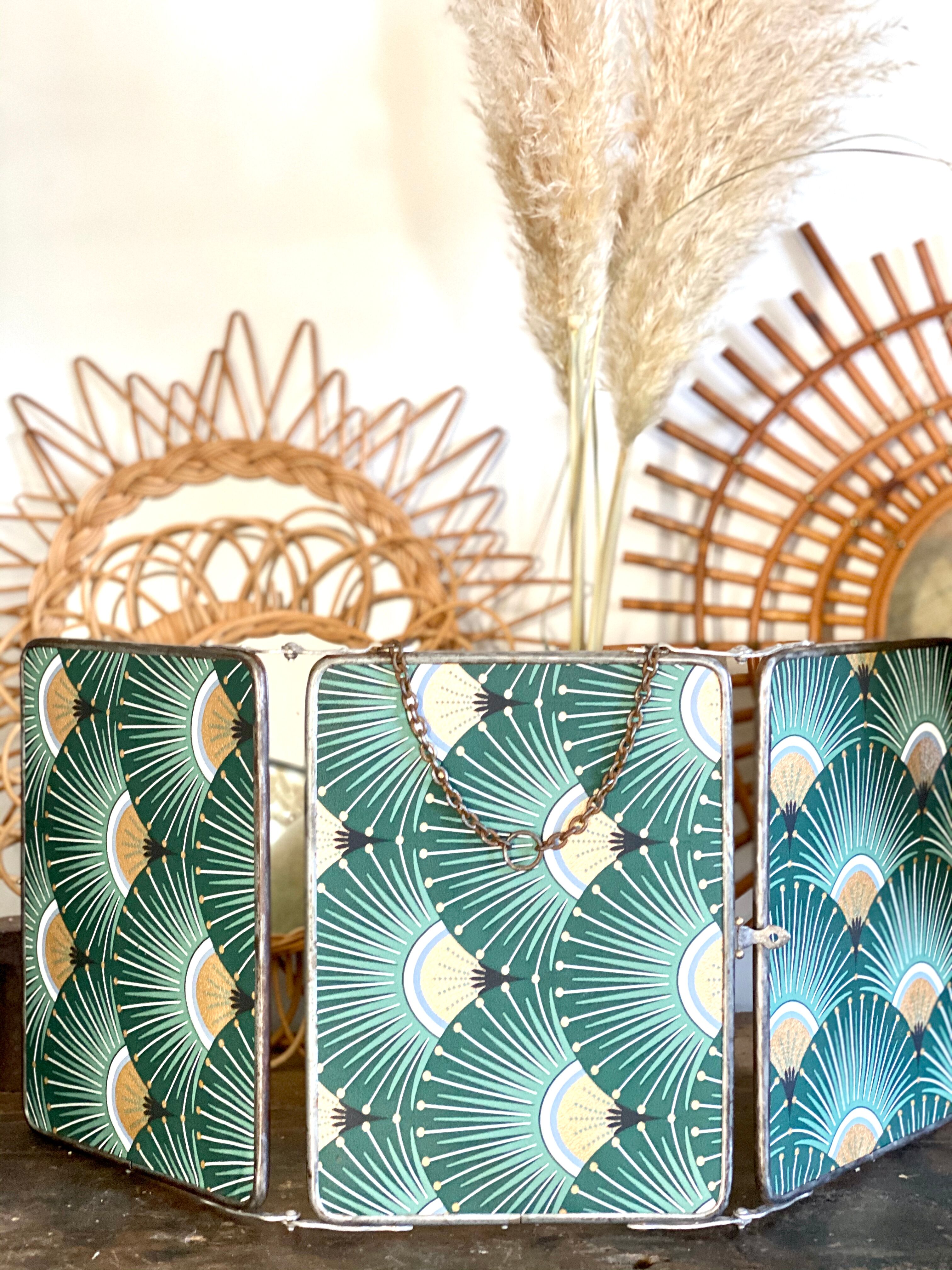 Vintage triptych barber mirror