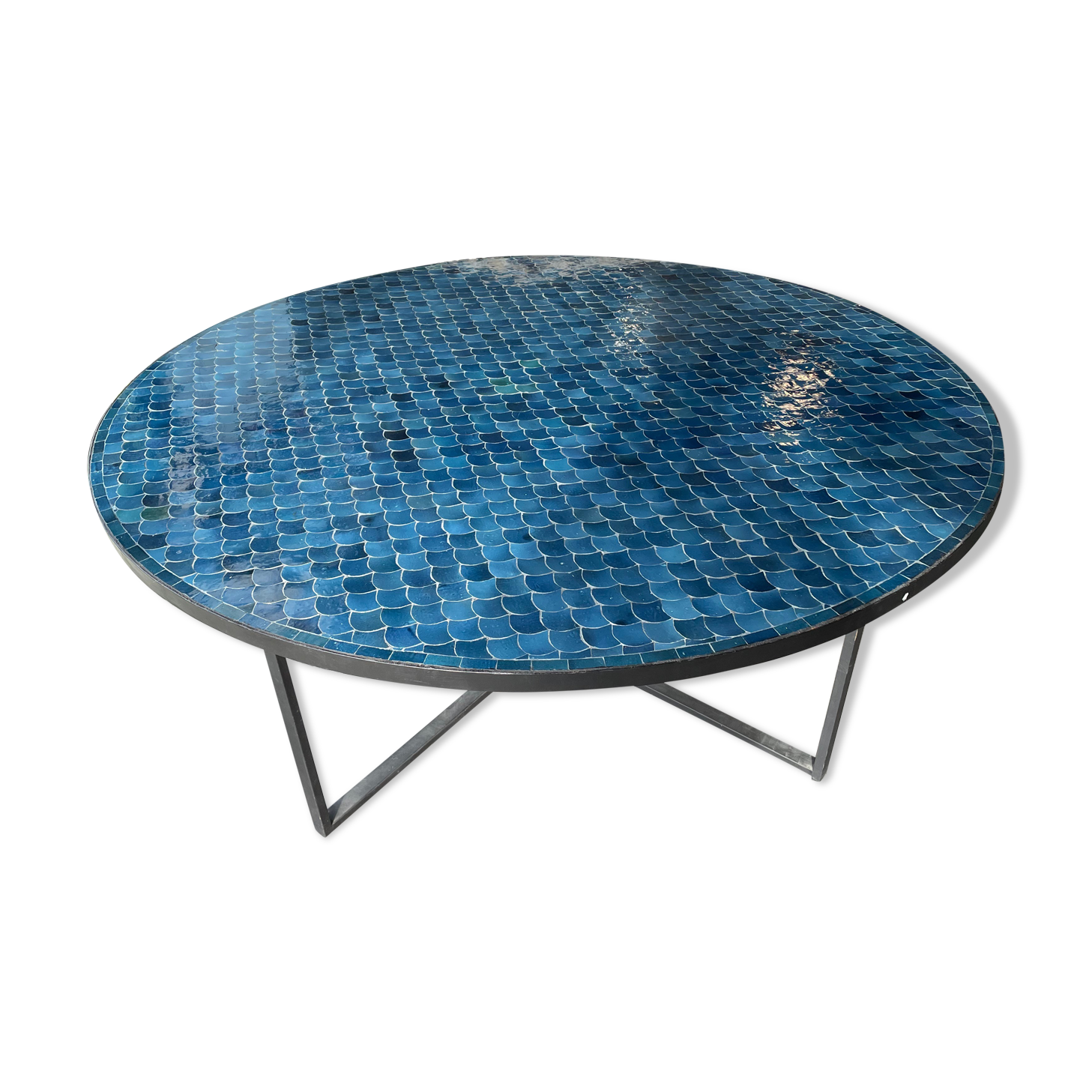 Round table zelliges handmade fish scales 12 people