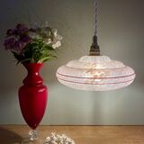 Vintage pink clichy glass lampshade pendant light