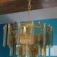 Suspension chandelier 3 rows plates smoked glass and tassels