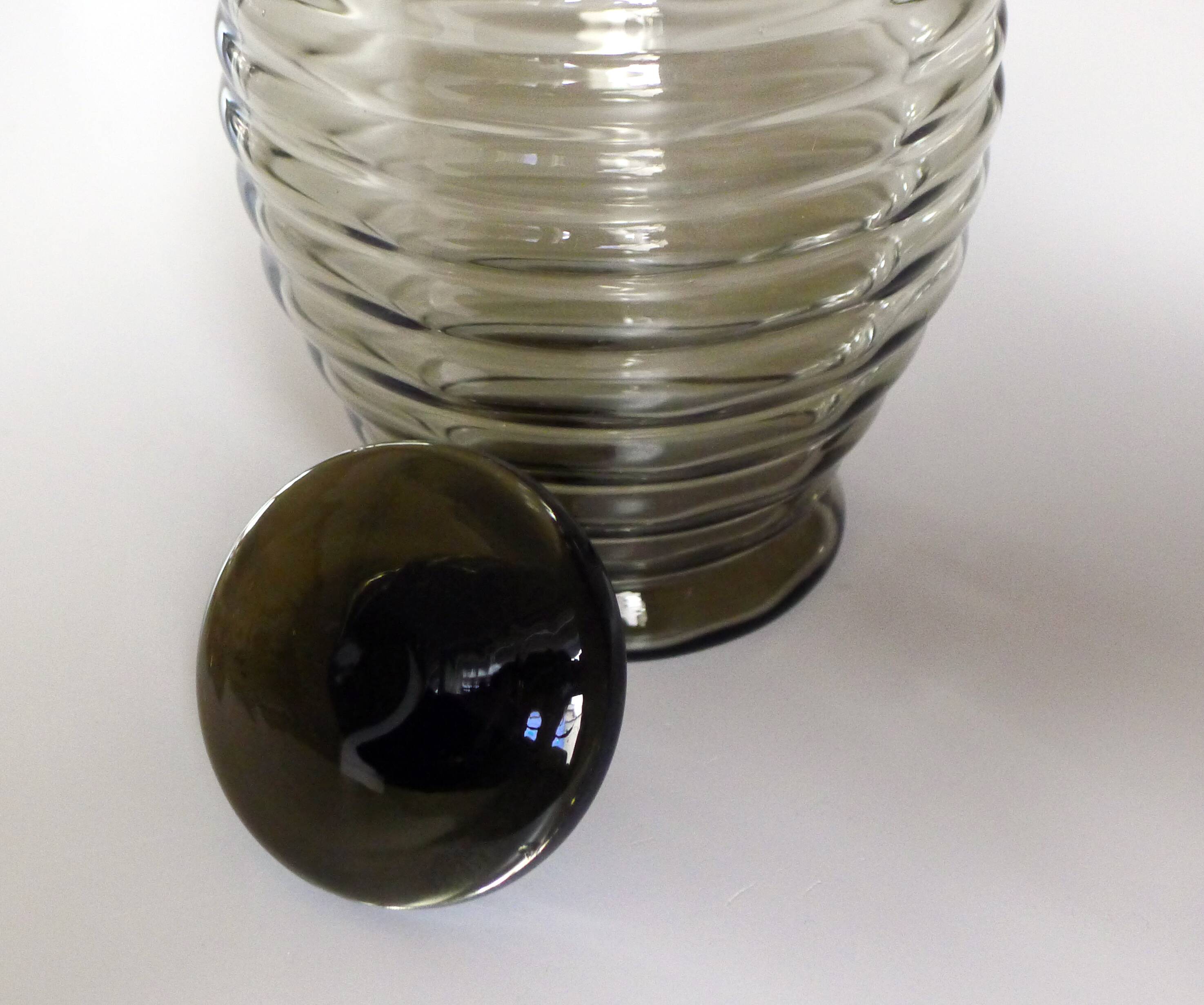 Art Deco Smoked Carafe