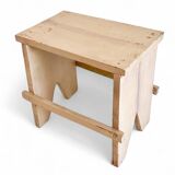 Rustic Spanish Milking Stool, Handcrafted Wood, Original Patina, 1940s