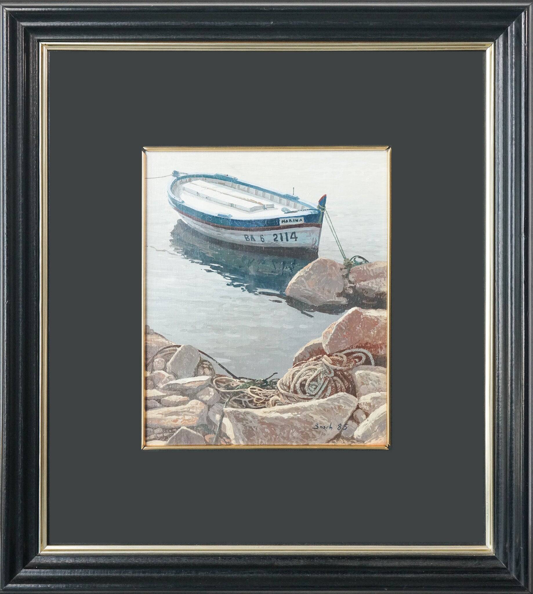 Two Framed Studies of Fishing Boats - Signed Bosch