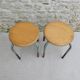 Pair of school stools in wood and metal