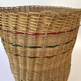 High basket with woven straws