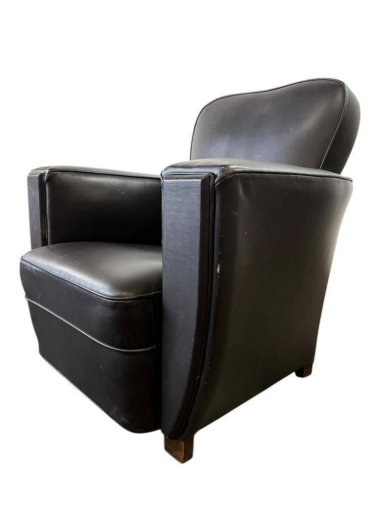 Vintage Art Deco leather armchair / single armchair / chair